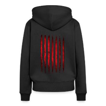 Rayures grunge rouges - Sweat à capuche Premium bio Femme - noir - Dos - Julia (174cm)