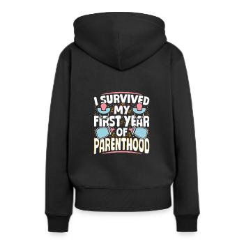 Éducation - survivre à la première année de parentalité - Sweat à capuche Premium bio Femme - noir - Dos - Julia (174cm)