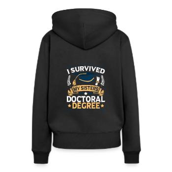 Doktortitel überstanden Doktortitel - Frauen Premium Bio Hoodie - Schwarz - Hinten - Julia (174cm)