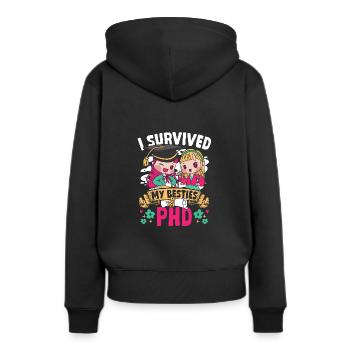 Doktorat PhD akademisch Doktor Doktortitel - Frauen Premium Bio Hoodie - Schwarz - Hinten - Julia (174cm)