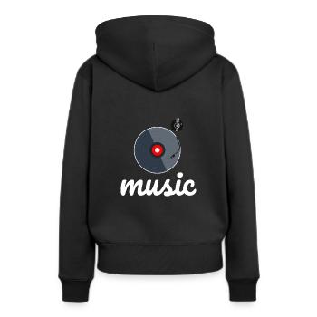 vinyle - Sweat à capuche Premium bio Femme - noir - Dos - Julia (174cm)