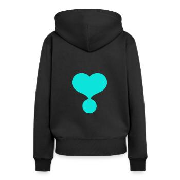 Herz azur - Frauen Premium Bio Hoodie - Schwarz - Hinten - Julia (174cm)