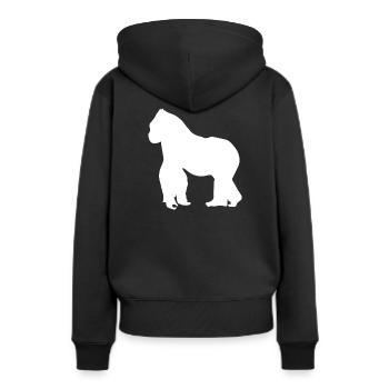 Cadeau gorille singe dos argenté - Sweat à capuche Premium bio Femme - noir - Dos - Julia (174cm)