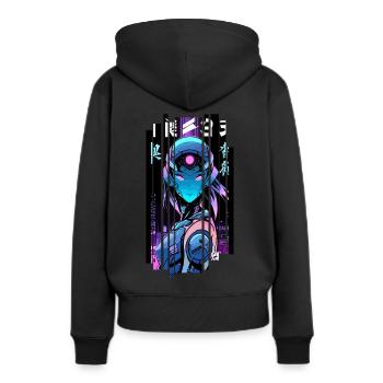 Cyborg Frau Futuristischer Roboter - Frauen Premium Bio Hoodie - Schwarz - Hinten - Julia (174cm)