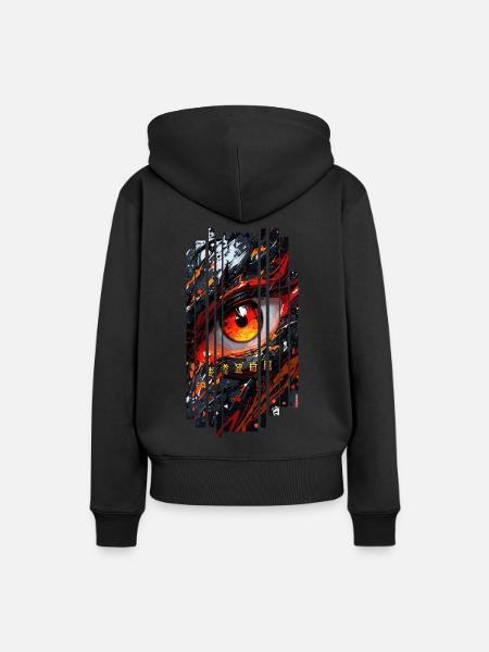 Cyborg Eyes Drachenmädchen - Frauen Premium Bio Hoodie - Schwarz