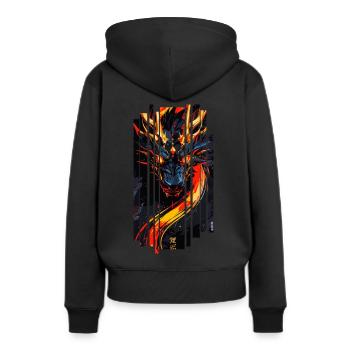 Roter Fantasy-Drache - Frauen Premium Bio Hoodie - Schwarz - Hinten - Julia (174cm)