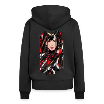 Cyberpunk Marmor Frau - Frauen Premium Bio Hoodie - Schwarz - Hinten - Julia (174cm)