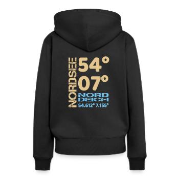Nordsee Norddeich Coordonnées Frise orientale Nord - Sweat à capuche Premium bio Femme - noir - Dos - Julia (174cm)
