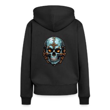 Dekorativer bunter Skull mit Verzierung - Frauen Premium Bio Hoodie - Schwarz - Hinten - Julia (174cm)