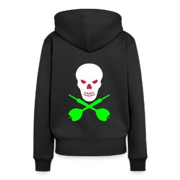 Schädel und überkreuzte Dartpfeile - Frauen Premium Bio Hoodie - Schwarz - Hinten - Julia (174cm)