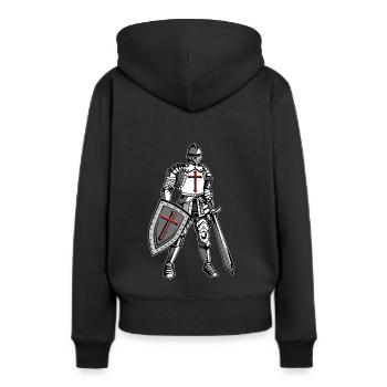 Chevalier Templier Chevalier Templier Médiéval - Sweat à capuche Premium bio Femme - noir - Dos - Julia (174cm)