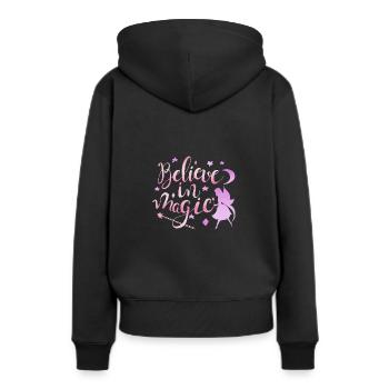 Pinke Fee Magie - Frauen Premium Bio Hoodie - Schwarz - Hinten - Julia (174cm)