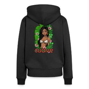 Suave belle femme avec des plantes - Sweat à capuche Premium bio Femme - noir - Dos - Julia (174cm)
