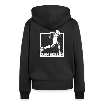 coureur - Sweat à capuche Premium bio Femme - noir - Dos - Julia (174cm)