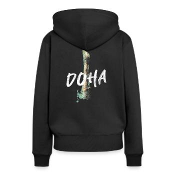 "Illustration détail Stade Sheikh Khalifa, Doha - Sweat à capuche Premium bio Femme - noir - Dos - Julia (174cm)