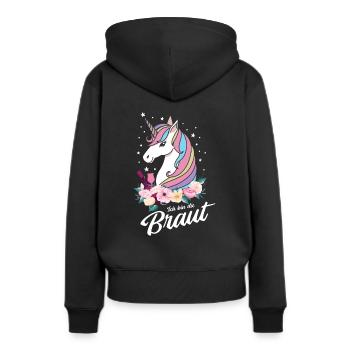 Ich bin die Braut Einhorn Junggesellinnenabschied - Frauen Premium Bio Hoodie - Schwarz - Hinten - Julia (174cm)