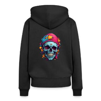 Crâne coloré décoratif - Sweat à capuche Premium bio Femme - noir - Dos - Julia (174cm)