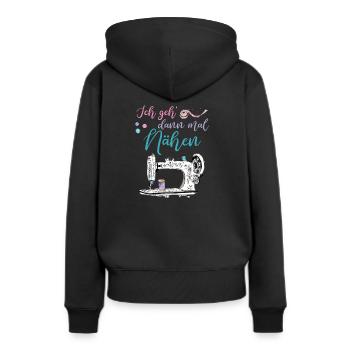 Ich geh dann mal nähen - Spruch für Nähbegeisterte - Frauen Premium Bio Hoodie - Schwarz - Hinten - Julia (174cm)