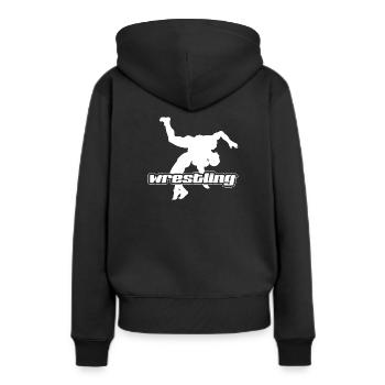 lutteur - Sweat à capuche Premium bio Femme - noir - Dos - Julia (174cm)