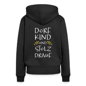 Dorfkind stolz drauf - Frauen Premium Bio Hoodie - Schwarz - Hinten - Julia (174cm)
