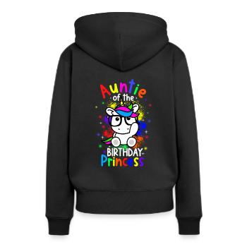 Auntie Of The Birthday Princess Unicorn Design Bir - Frauen Premium Bio Hoodie - Schwarz - Hinten - Julia (174cm)