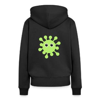 ★ Couleurs de conception modifiables ★ Virus aux yeux écarquillés - Sweat à capuche Premium bio Femme - noir - Dos - Julia (174cm)