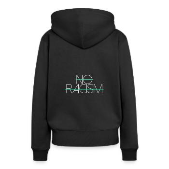 pas de racisme pas de racisme écritures - Sweat à capuche Premium bio Femme - noir - Dos - Julia (174cm)
