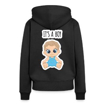 Es ist ein Junge - Frauen Premium Bio Hoodie - Schwarz - Hinten - Julia (174cm)