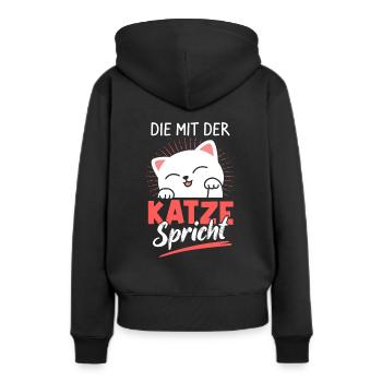 Die Mit Der Katze Spricht Kater Haustier Fellnase - Frauen Premium Bio Hoodie - Schwarz - Hinten - Julia (174cm)
