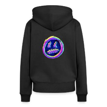 Crazy Smiley Emoticon - RGB Glitch - Frauen Premium Bio Hoodie - Schwarz - Hinten - Julia (174cm)