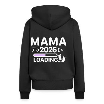 Maman 2026 - Annonce de grossesse de la barre de chargement - Sweat à capuche Premium bio Femme - noir - Dos - Julia (174cm)