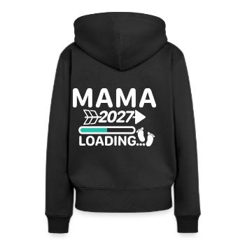 Maman 2027 - Annonce de grossesse de la barre de chargement - Sweat à capuche Premium bio Femme - noir - Dos - Julia (174cm)