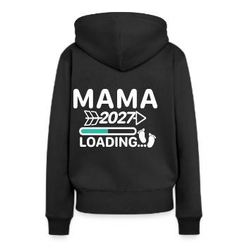 Maman 2027 - Annonce de grossesse de la barre de chargement - Sweat à capuche Premium bio Femme - noir - Dos - Julia (174cm)