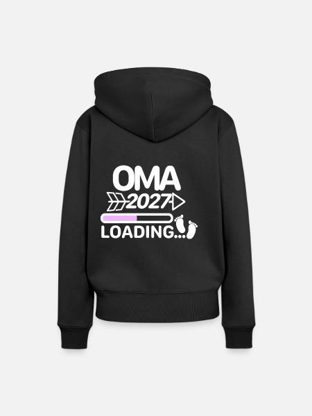 Oma 2027 Babyfüße - Frauen Premium Bio Hoodie - Schwarz
