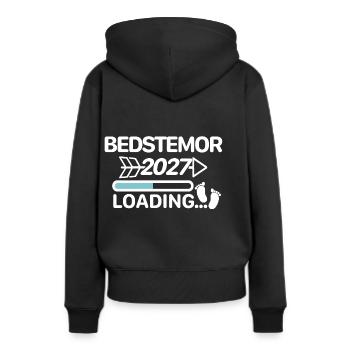 Bedstemor 2027 dänisch Ich werde Oma - Frauen Premium Bio Hoodie - Schwarz - Hinten - Julia (174cm)