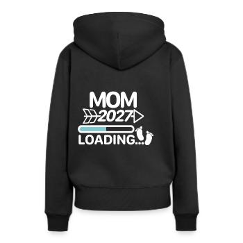 Maman 2027 - Annonce de grossesse de la barre de chargement - Sweat à capuche Premium bio Femme - noir - Dos - Julia (174cm)