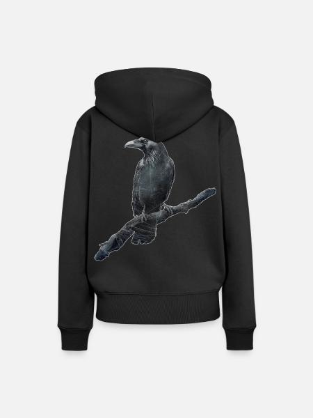 Rabe - Frauen Premium Bio Hoodie - Schwarz