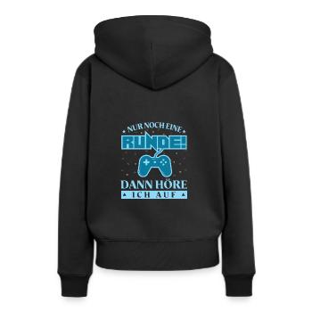 Nur noch eine Runde dann hör ich auf ! eine Runde - Frauen Premium Bio Hoodie - Schwarz - Hinten - Julia (174cm)