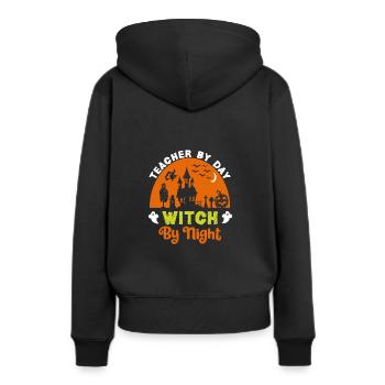 Halloween Party. Teacher by day Witch by night - Women’s Premium Organic Hoodie - black - Back - Julia (174cm)