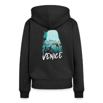 Venise et ses Gondoles: Illustration Élégante - Sweat à capuche Premium bio Femme - noir - Dos - Julia (174cm)