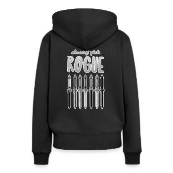 Immer Schurke wählen - grau - Frauen Premium Bio Hoodie - Schwarz - Hinten - Julia (174cm)