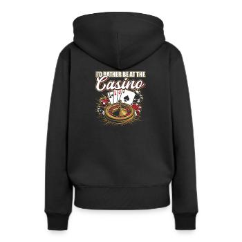 Glücksspielhaus Casino Nacht Eher Im Casino - Frauen Premium Bio Hoodie - Schwarz - Hinten - Julia (174cm)