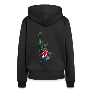 Proud To Be Puerto Rican American - Statue Of - Women’s Premium Organic Hoodie - black - Back - Julia (174cm)