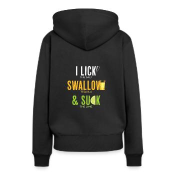 Léchage de la tequila avaler sucer - Sweat à capuche Premium bio Femme - noir - Dos - Julia (174cm)
