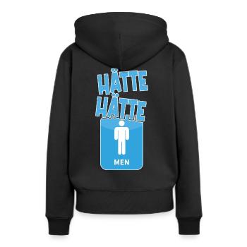 Hätte Hätte Herrentoilette Spruch Fun Lustig - Frauen Premium Bio Hoodie - Schwarz - Hinten - Julia (174cm)