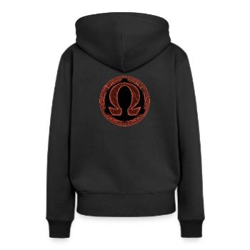 symbole Omega - Sweat à capuche Premium bio Femme - noir - Dos - Julia (174cm)