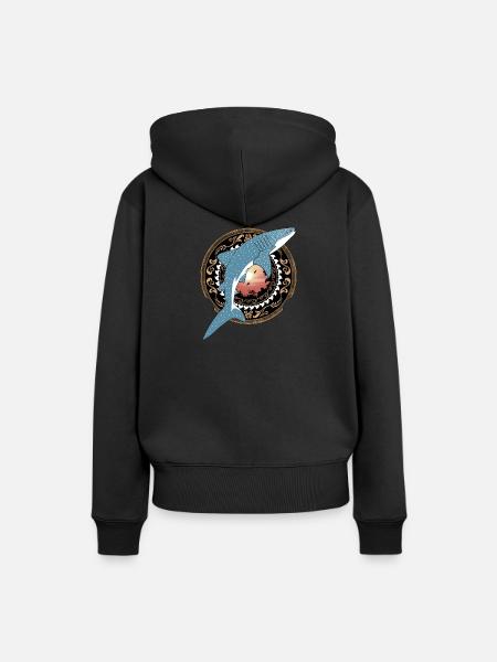 Walhai Hawaiianisch - Frauen Premium Bio Hoodie - Schwarz