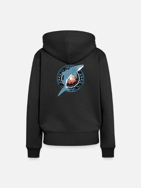 Walhai Hawaiianisch - Frauen Premium Bio Hoodie - Schwarz