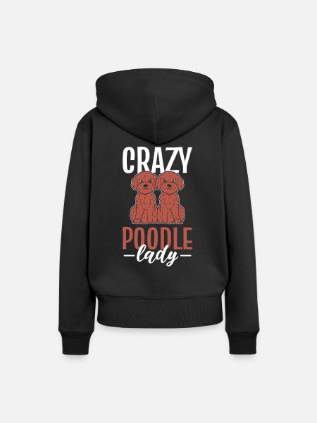 Crazy Poodle Lady Züchter - Frauen Premium Bio Hoodie - Schwarz