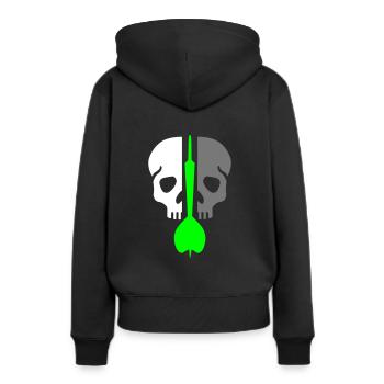 Geteilter Schädel und Dartpfeil - Frauen Premium Bio Hoodie - Schwarz - Hinten - Julia (174cm)